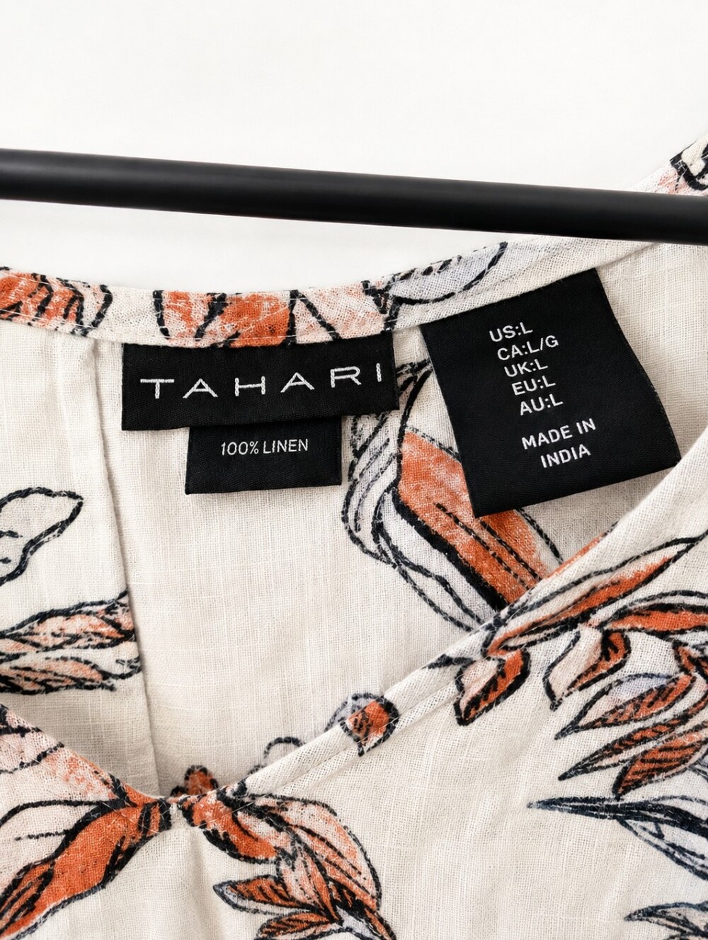 Tahari 100% Linen Shift Dress With Tropical Print - Picture 3 of 3